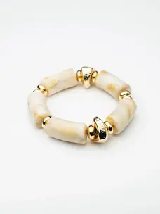 Bow19 Luna Bead Bracelet Beige Melange W Gold