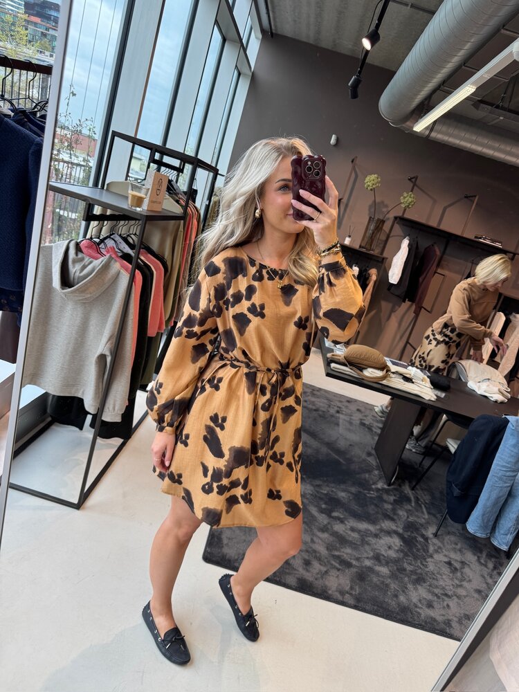 MSCH Nilla Romina Short Dress Aop Iced Coffee Leo