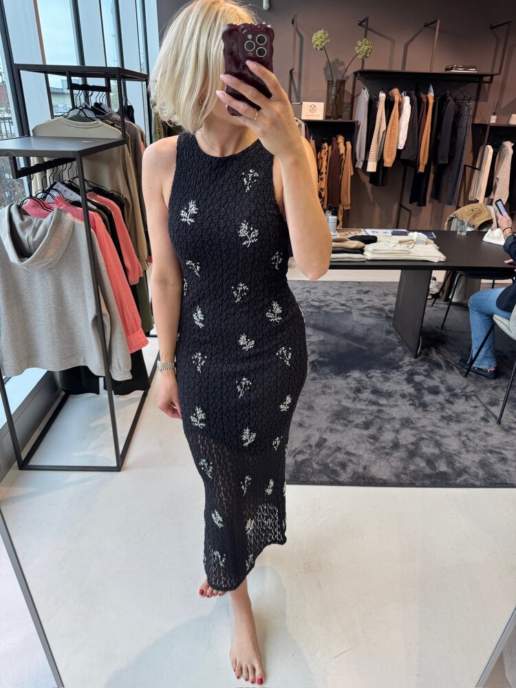 MSCH Audrey SL Dress Emb Black Silver