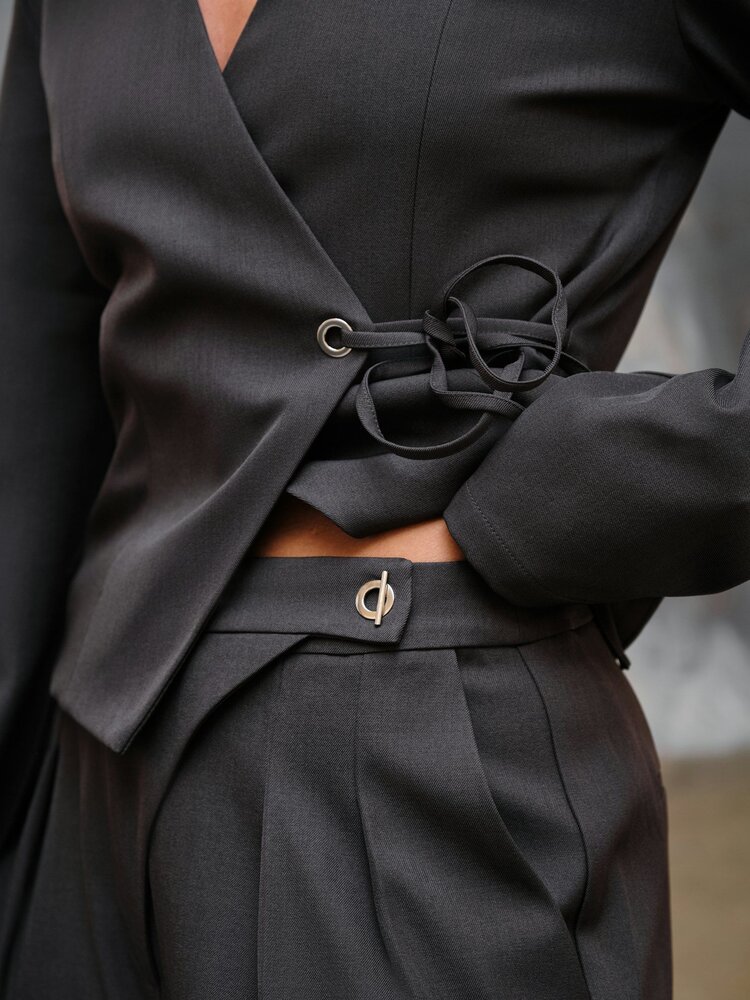 Neo Noir Zalka Eyelet Pants Dark Grey