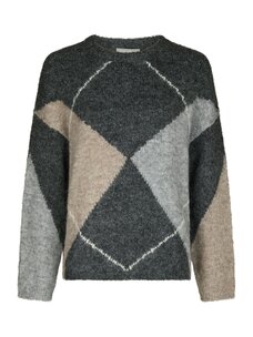 Neo Noir Inga Check Fluff Knit Blouse Antracit