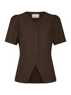 Neo Noir Jules Structure Blouse Dark Brown