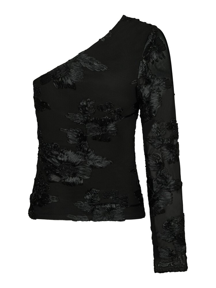 Neo Noir Friana Big Flower Mesh Blouse Black