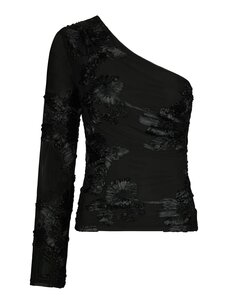 Neo Noir Friana Big Flower Mesh Blouse Black
