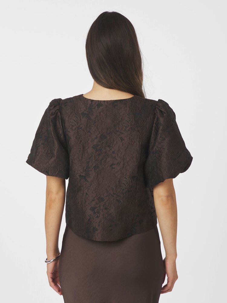 Neo Noir Aisa Brocade Blouse Dark Brown