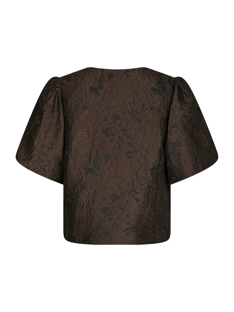 Neo Noir Aisa Brocade Blouse Dark Brown