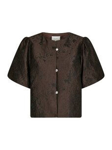 Neo Noir Aisa Brocade Blouse Dark Brown