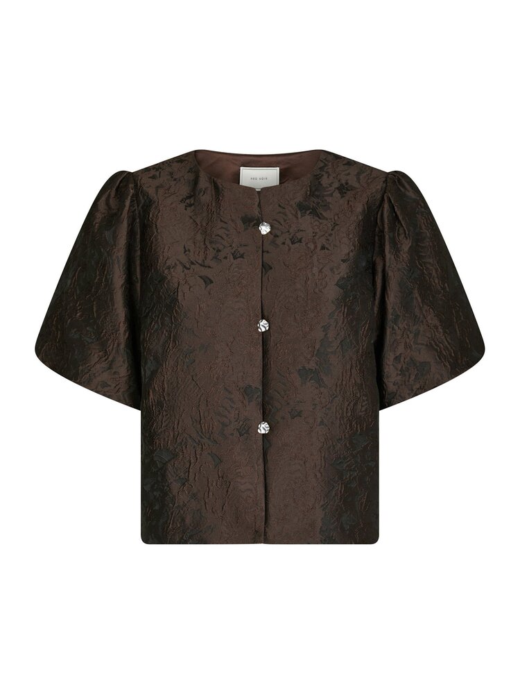 Neo Noir Aisa Brocade Blouse Dark Brown