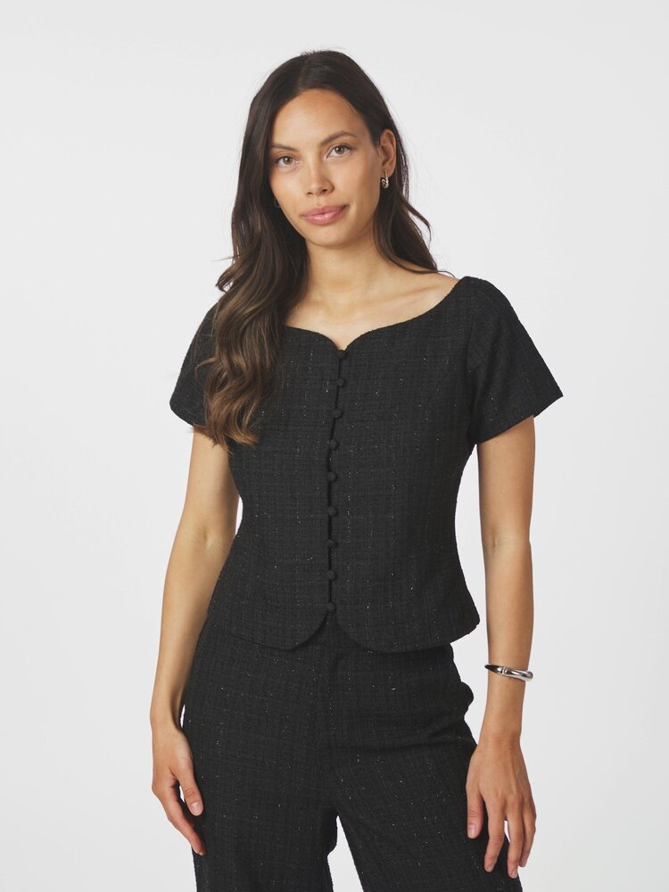 Neo Noir Tango Boucle Top Black