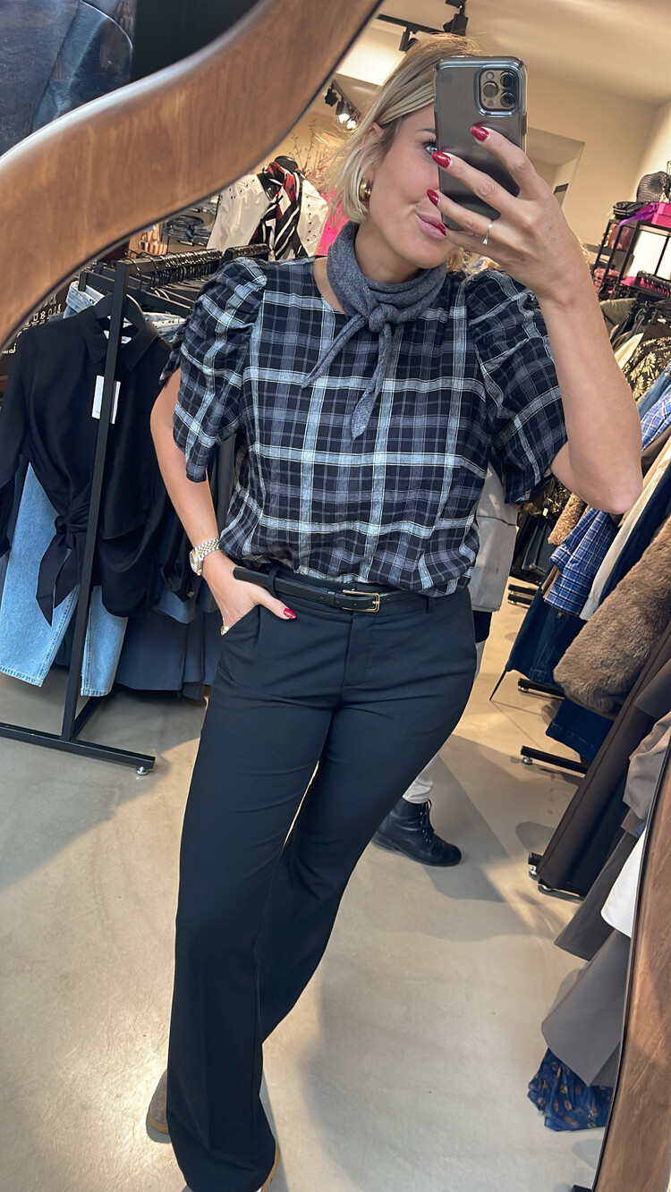 Co'Couture SallyCC Check SS Blouse Black