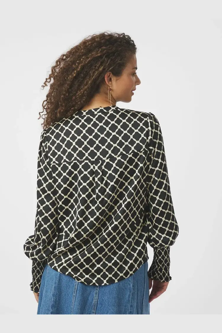 Neo Noir Landa Tile Print Blouse Black