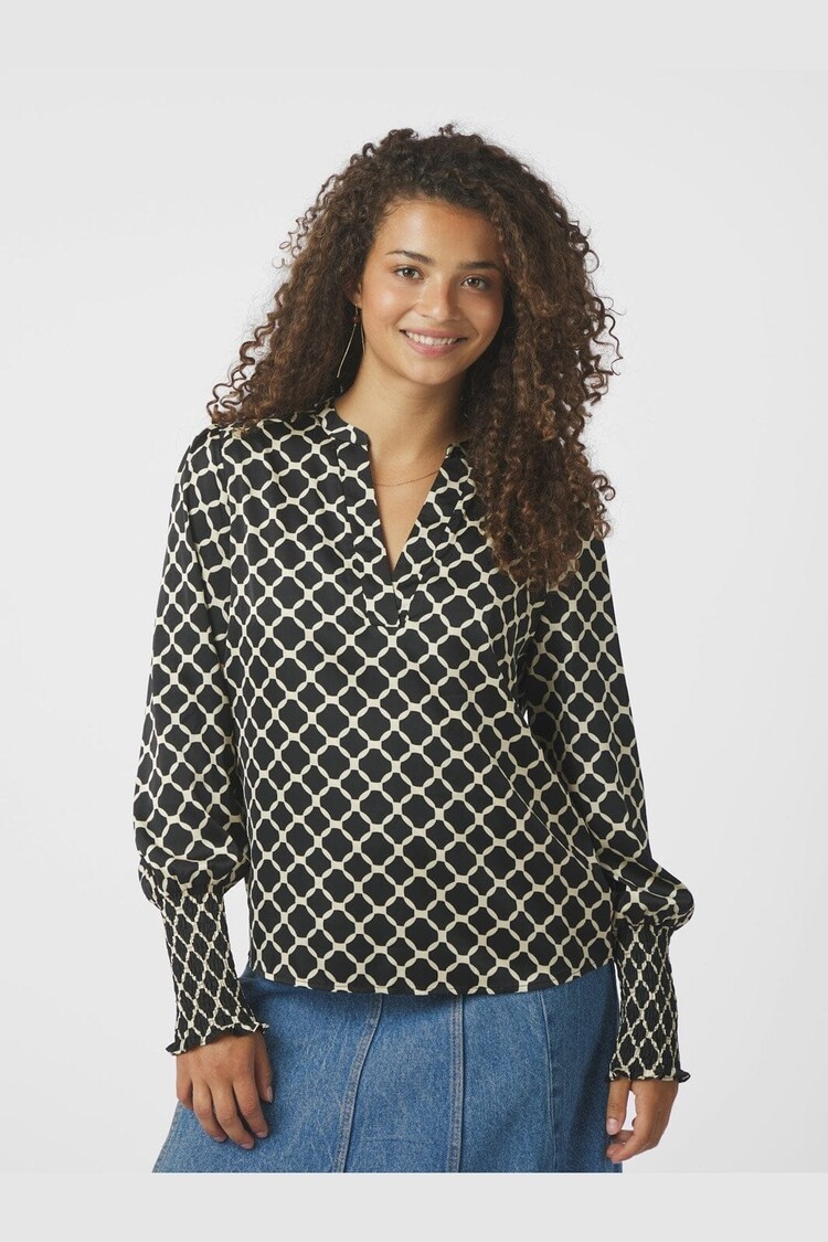 Neo Noir Landa Tile Print Blouse Black