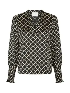 Neo Noir Landa Tile Print Blouse Black
