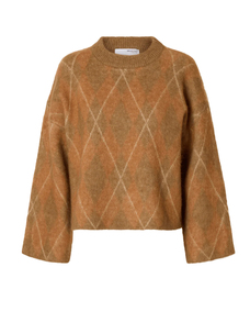 Selected Femme Lulu Brushed LS Argyle Knit O-Neck