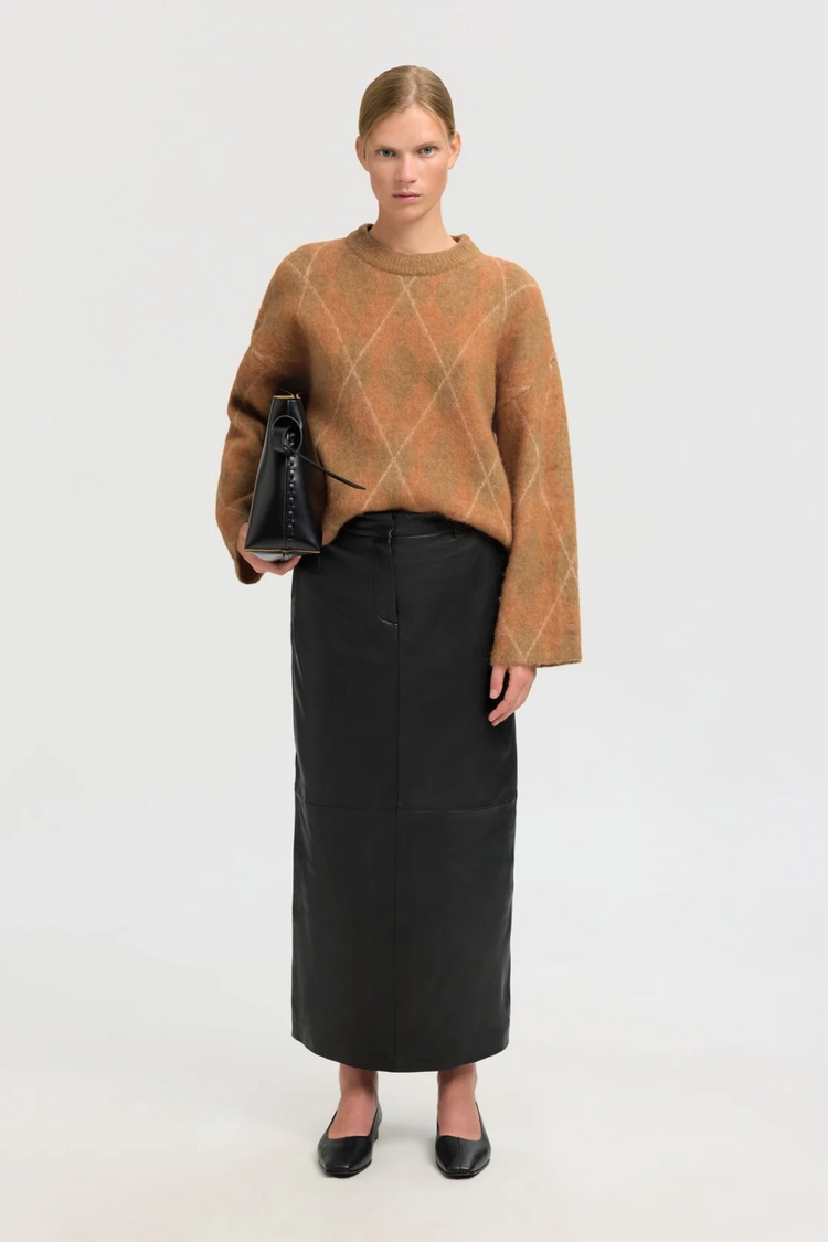 Selected Femme Lulu Brushed LS Argyle Knit O-Neck