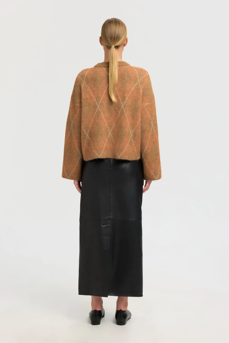 Selected Femme Lulu Brushed LS Argyle Knit O-Neck