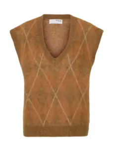 Selected Femme Lulu Brushed Agyle Knit Vest