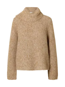 Selected Femme Chicago LS Knit Split Roll Neck Golden Brown/Mix