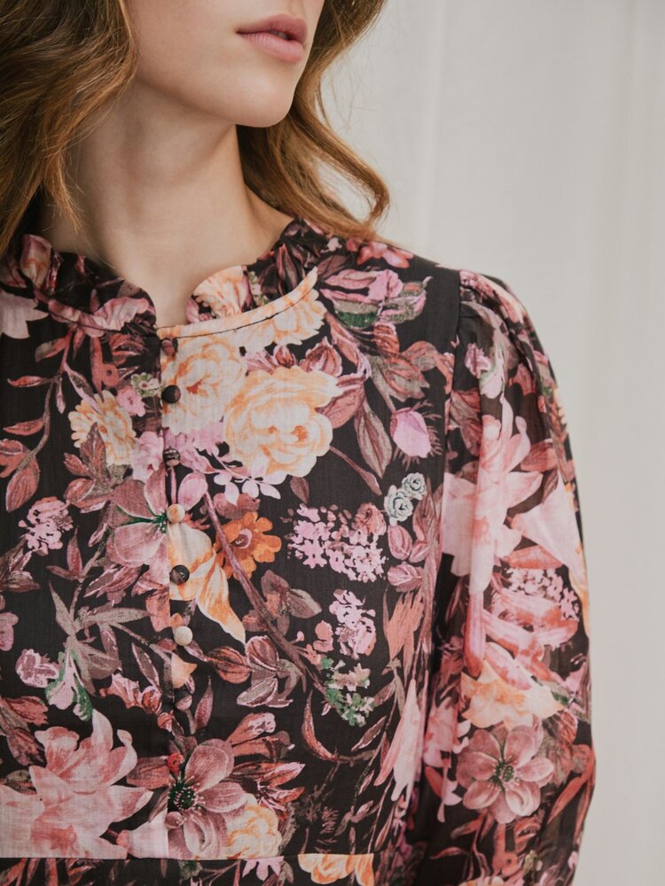 Neo Noir Aberto Big Flower Dress Black