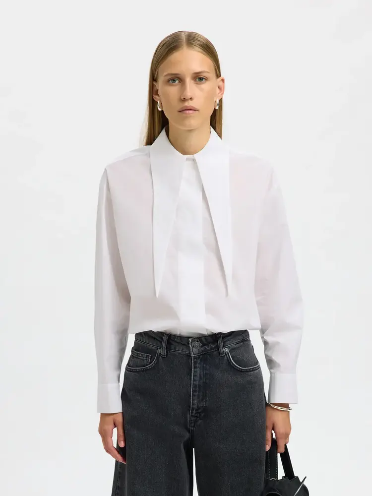 Selected Femme Esther Relaxed LS Shirt B Bright White