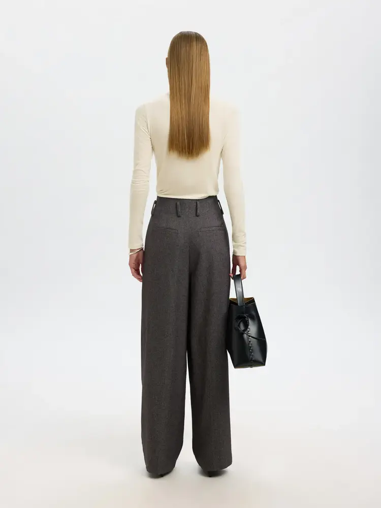 Selected Femme Lina Lano LS High Neck Top Egret