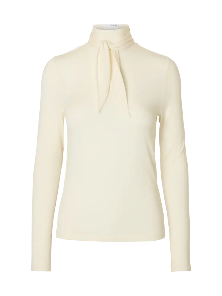Selected Femme Lina Lano LS High Neck Top Egret