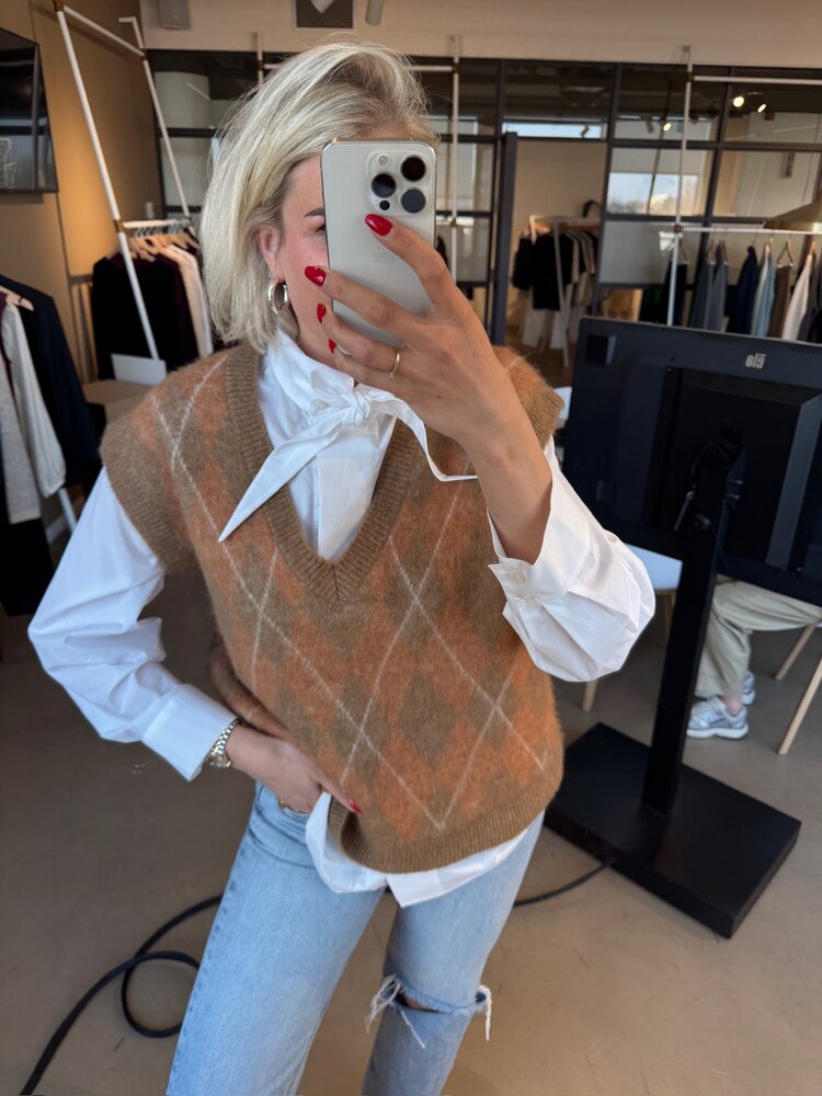 Selected Femme Lulu Brushed Agyle Knit Vest