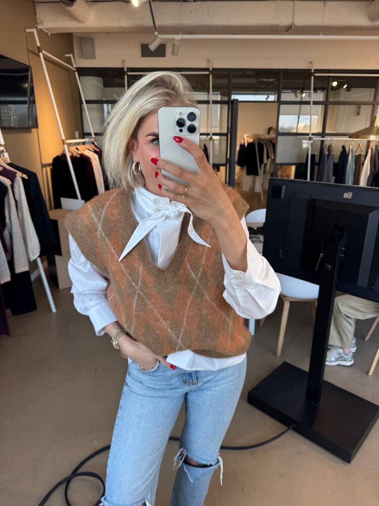 Selected Femme Lulu Brushed Agyle Knit Vest