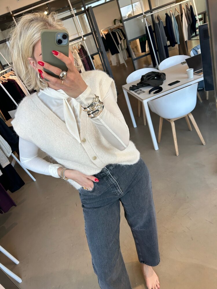 Selected Femme Lina Lano LS High Neck Top Egret