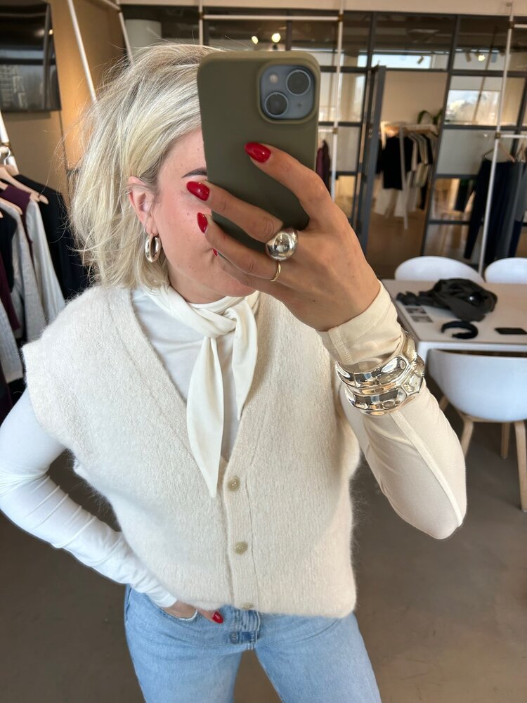 Selected Femme Lina Lano LS High Neck Top Egret