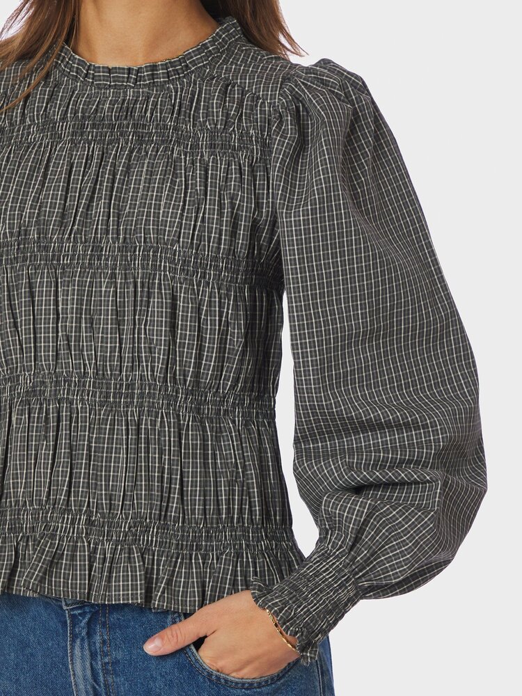 Neo Noir Marcia Check Blouse Antracit