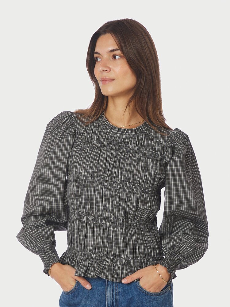 Neo Noir Marcia Check Blouse Antracit