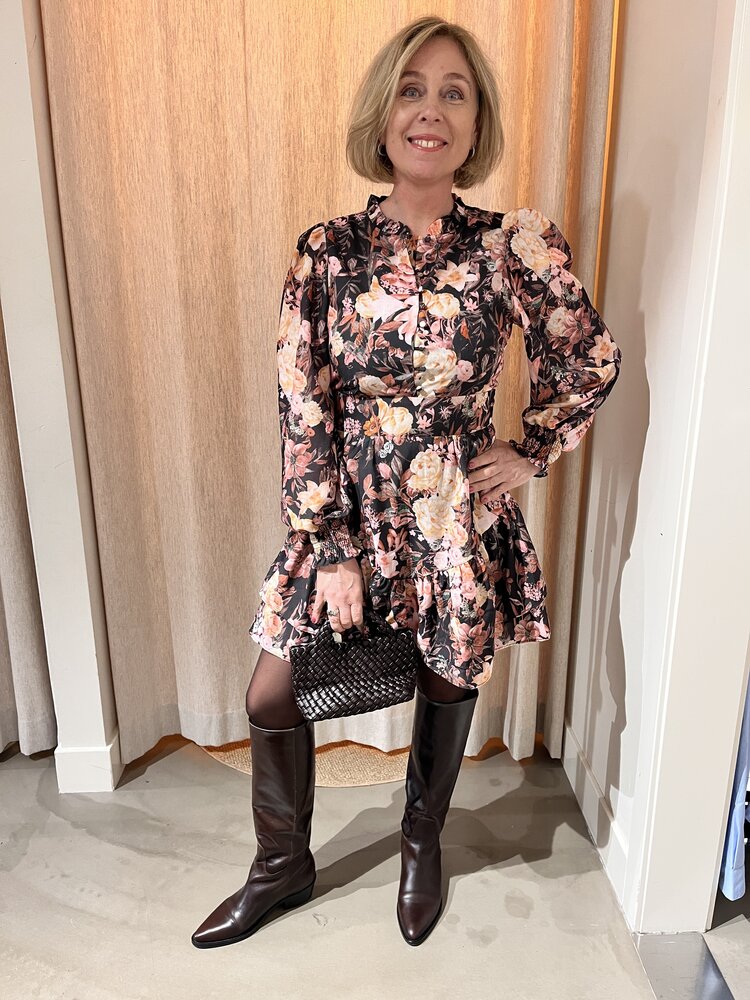 Neo Noir Aberto Big Flower Dress Black