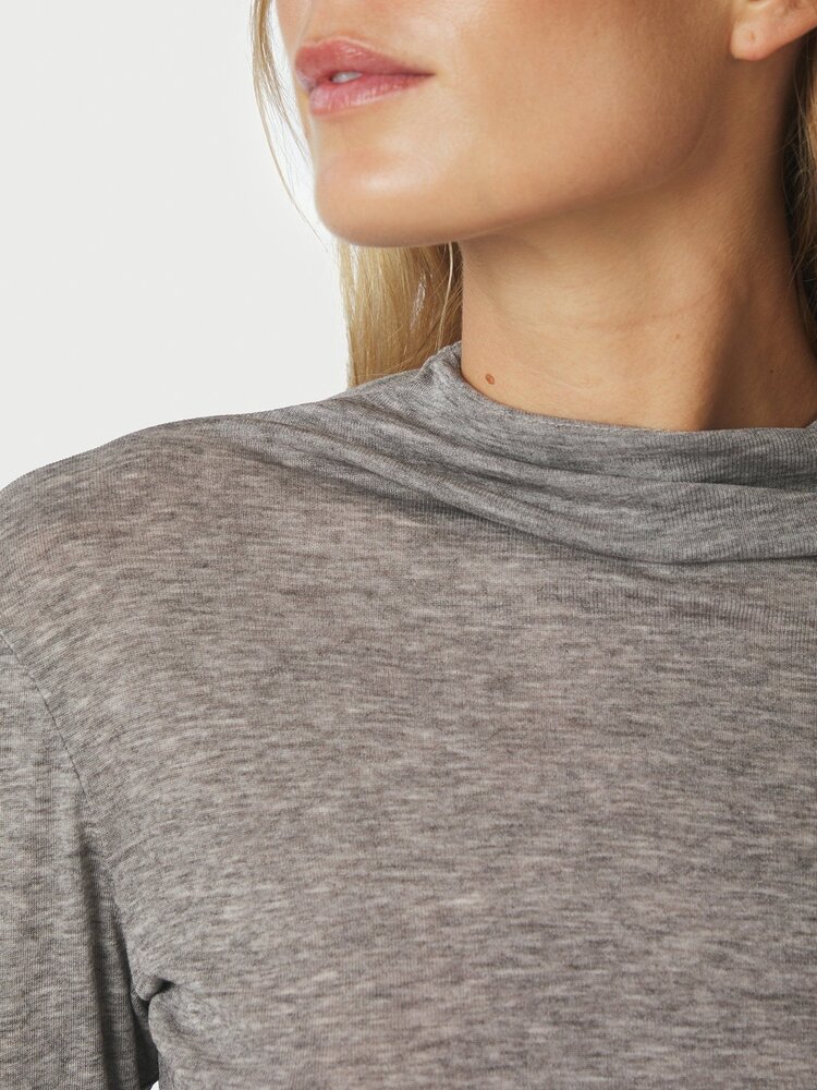 Neo Noir Teddu Fine Rib Blouse Antracit Melange