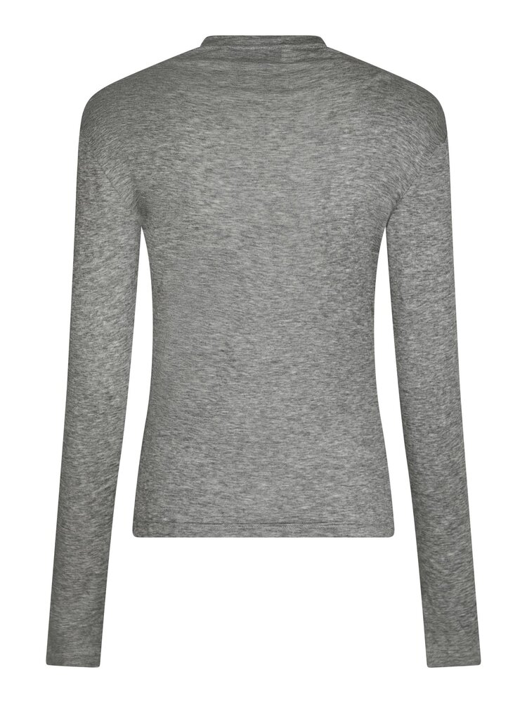 Neo Noir Teddu Fine Rib Blouse Antracit Melange