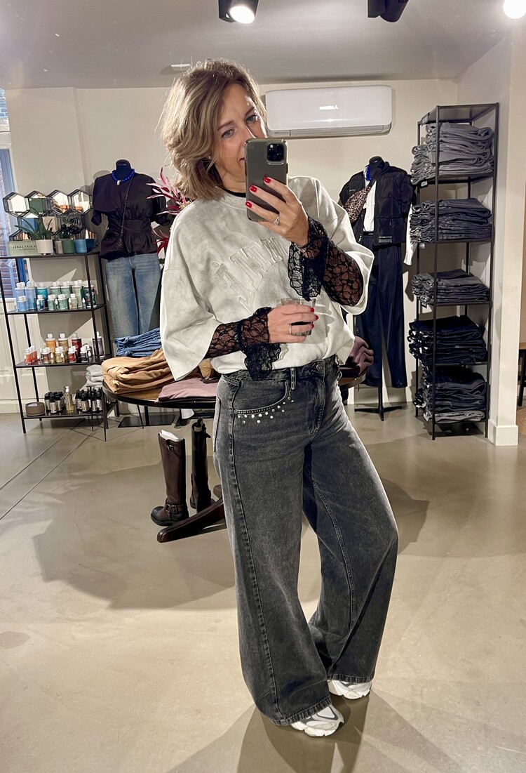 Co'Couture VickyCC Stud Wide Jeans Black