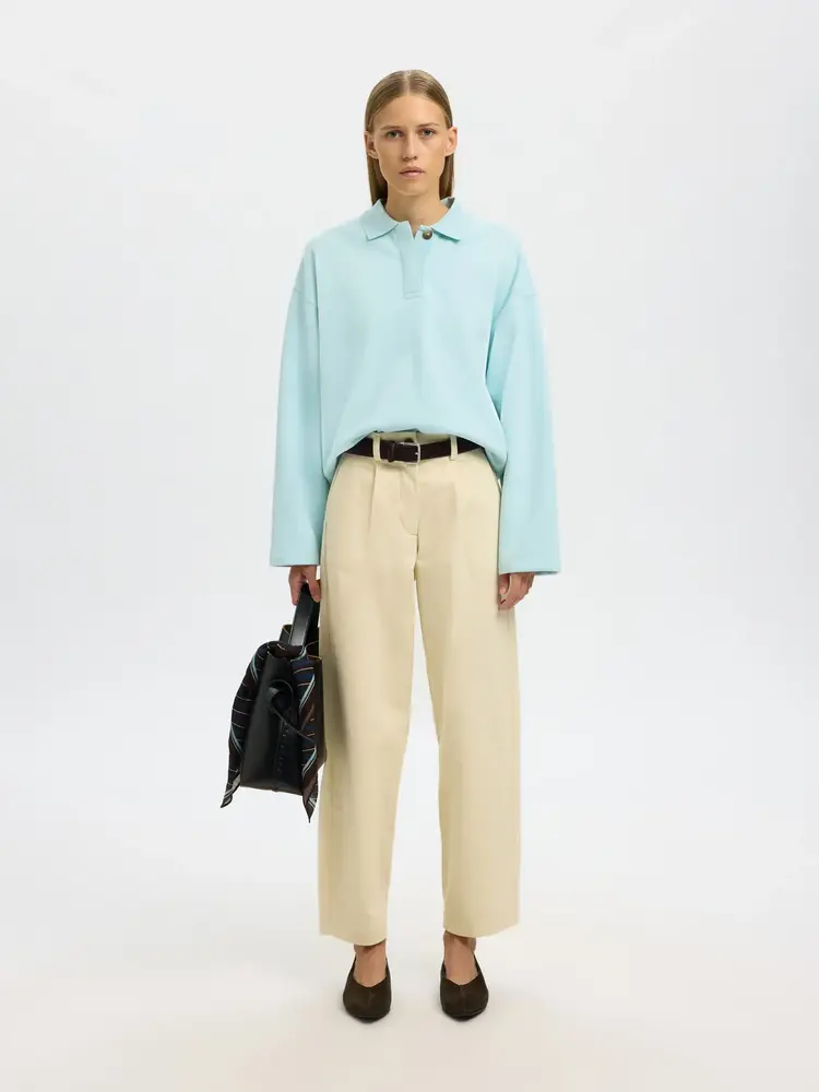 Selected Femme Ari Gia LS Polo Sweat Blue Glow