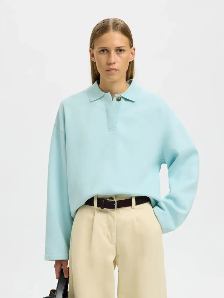 Selected Femme Ari Gia LS Polo Sweat Blue Glow