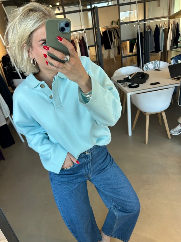 Selected Femme Ari Gia LS Polo Sweat Blue Glow