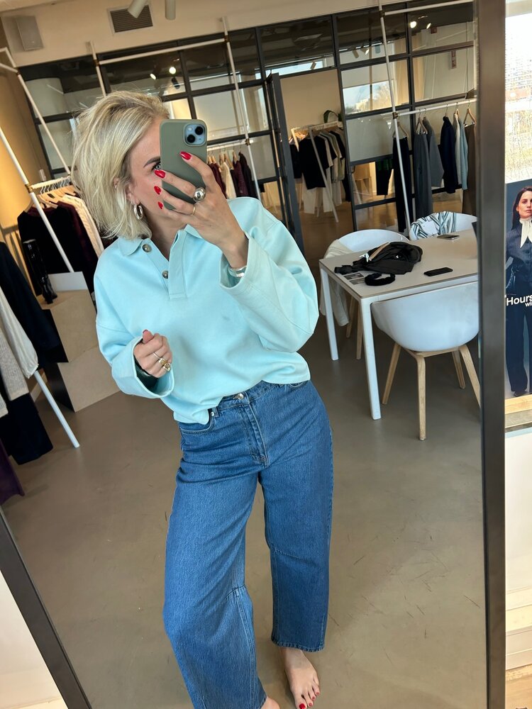 Selected Femme Ari Gia LS Polo Sweat Blue Glow