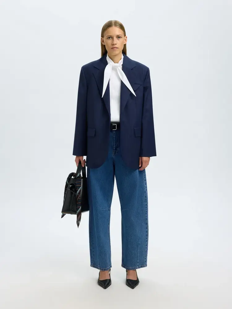 Selected Femme Loose Barrel Ane-Kori MW Jeans Medium Blue Denim