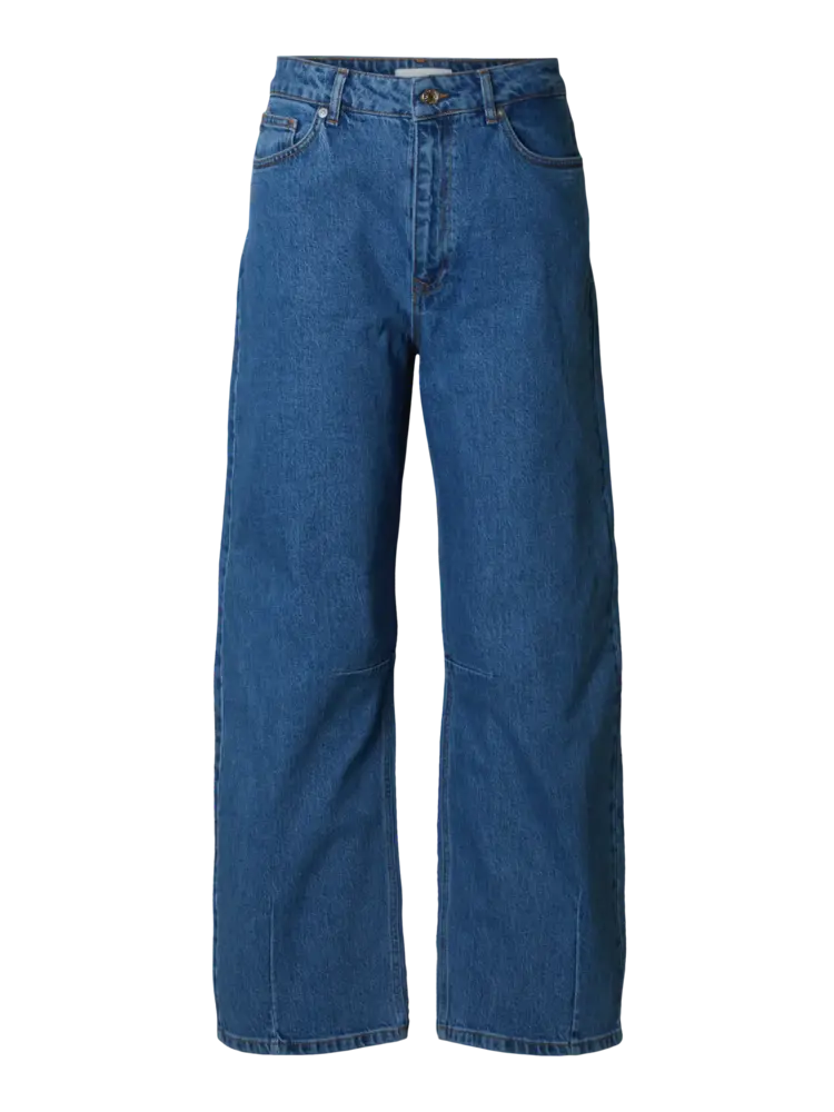 Selected Femme Loose Barrel Ane-Kori MW Jeans Medium Blue Denim