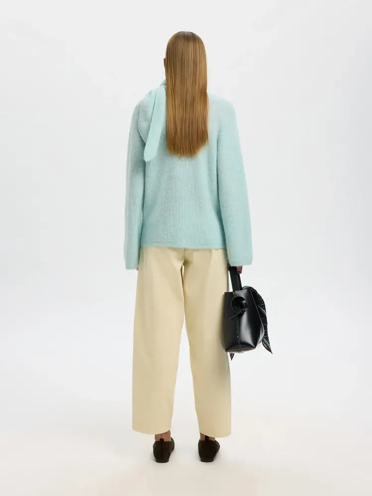 Selected Femme Lulu LS Bow Knit Blue Glow/Melange