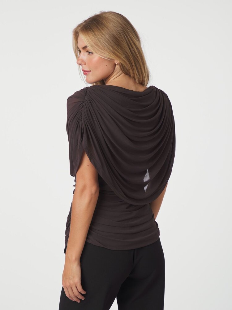 Neo Noir Cottuna Drapy Mesh Top Brown