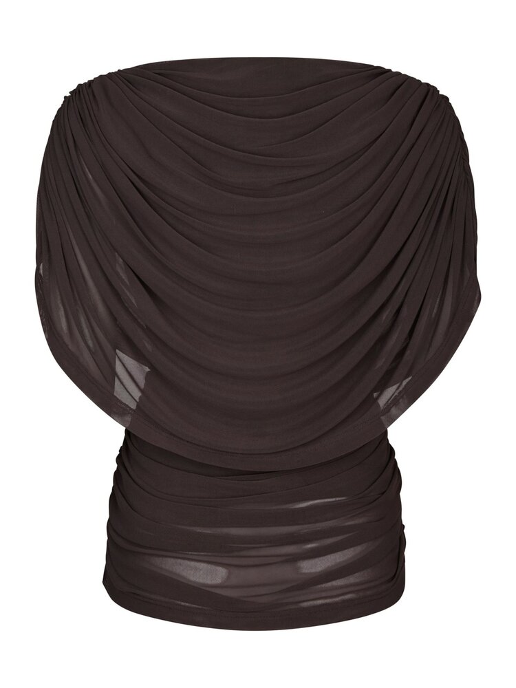 Neo Noir Cottuna Drapy Mesh Top Brown