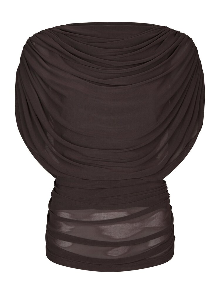 Neo Noir Cottuna Drapy Mesh Top Brown