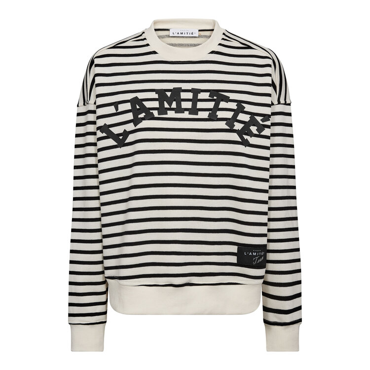 Haute L'Amitié Stripe Logo Sweat Offwhite Black