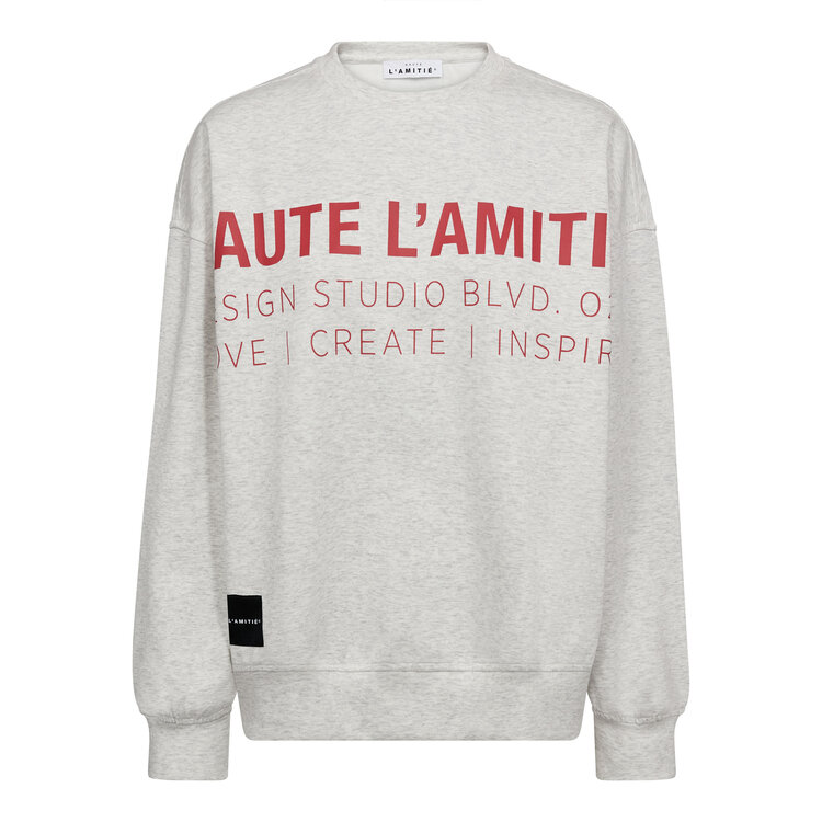 Haute L'Amitié Studio Logo Sweat Pearl Melange/Red