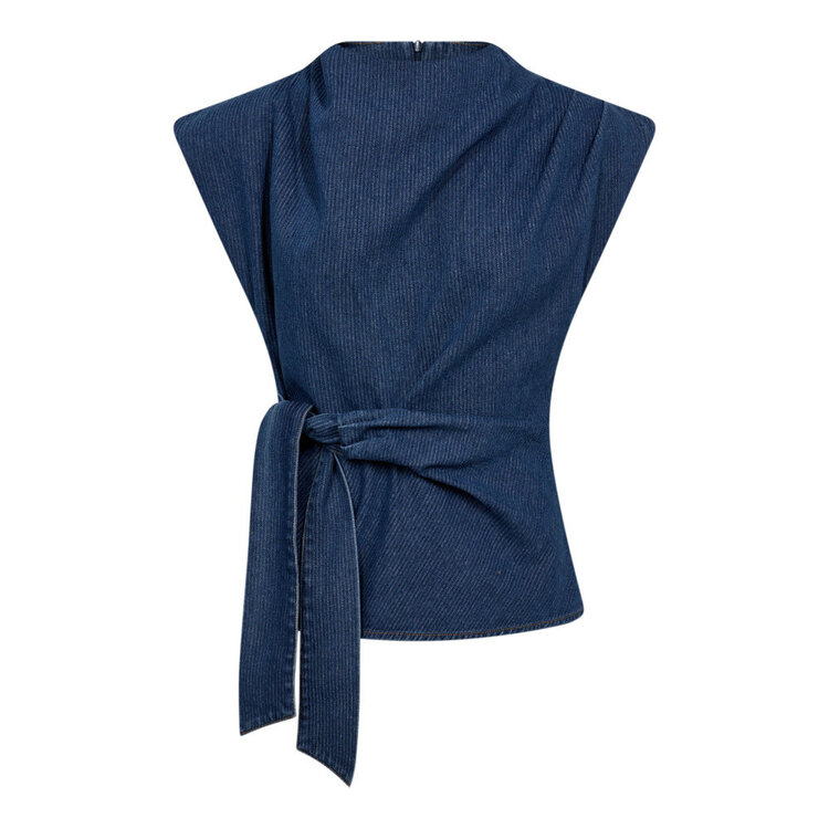 Co'Couture KimmyCC Pleat Top Dark Denim