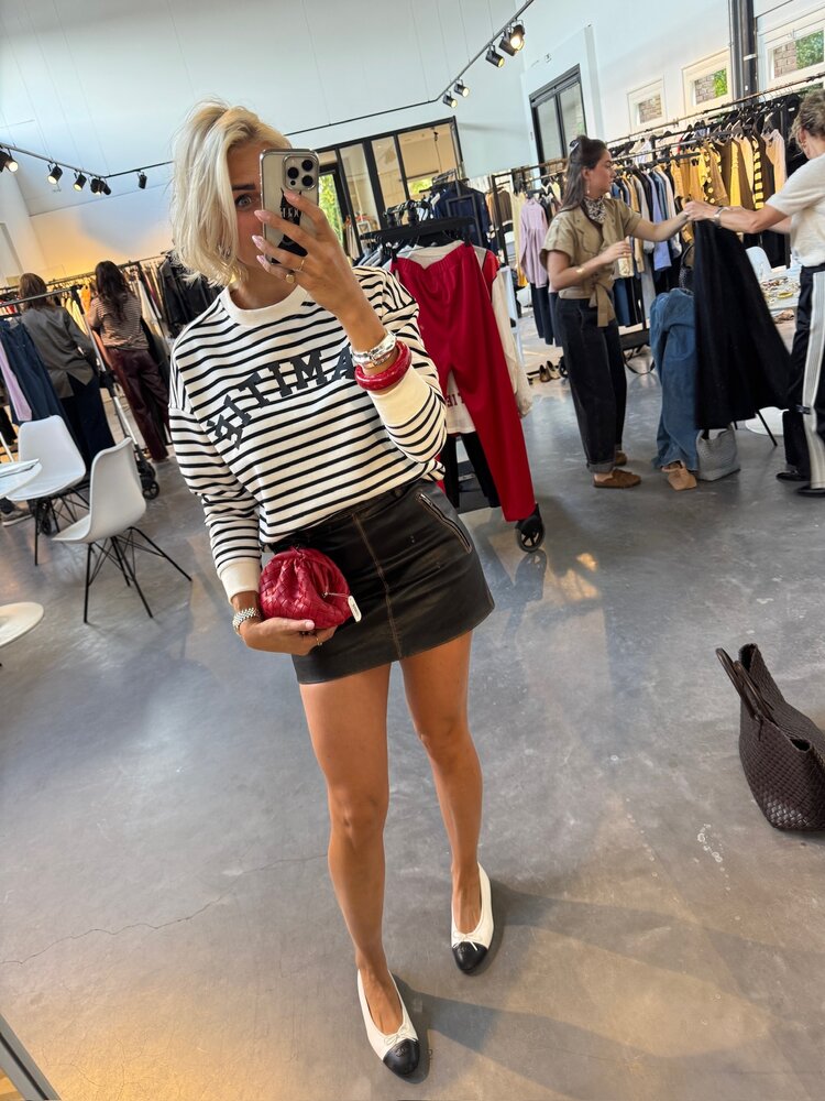 Haute L'Amitié Stripe Logo Sweat Offwhite Black